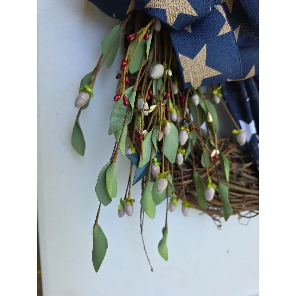 Patriotic Wreath Memorial Day Veterans Americana 4th Of July Rustic Decor 20